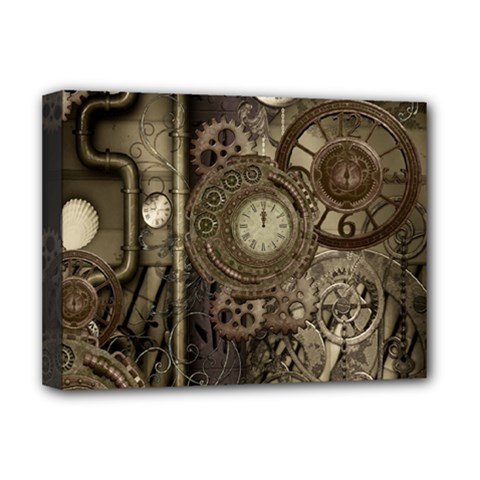 Stemapunk Design With Clocks And Gears Deluxe Canvas 16  X 12   by FantasyWorld7