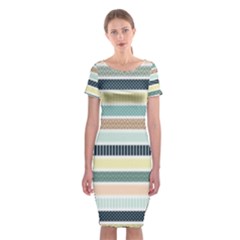 Colorful Stripes Classic Short Sleeve Midi Dress