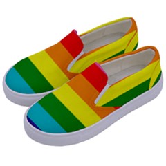 Colorful Stripes Lgbt Rainbow Flag Gay Pride Kids  Canvas Slip Ons