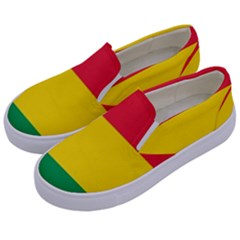 Rasta Colors Red Yellow Green Stripes Pattern Ethiopia Kids  Canvas Slip Ons by yoursparklingshop