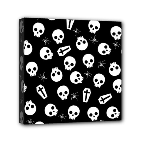 Skull, Spider And Chest  - Halloween Pattern Mini Canvas 6  X 6  by Valentinaart