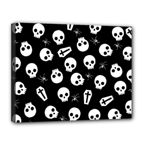 Skull, Spider And Chest  - Halloween Pattern Canvas 14  X 11  by Valentinaart