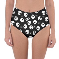 Skull, Spider And Chest  - Halloween Pattern Reversible High-waist Bikini Bottoms by Valentinaart
