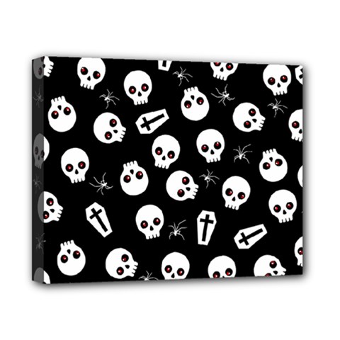 Skull, Spider And Chest  - Halloween Pattern Canvas 10  X 8  by Valentinaart