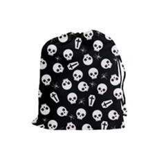 Skull, Spider And Chest  - Halloween Pattern Drawstring Pouches (large)  by Valentinaart