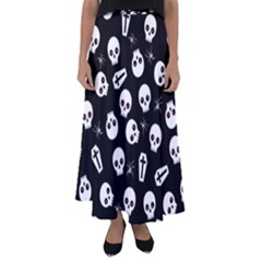 Skull, Spider And Chest  - Halloween Pattern Flared Maxi Skirt by Valentinaart