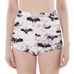 Vintage Halloween Bat pattern High-Waisted Bikini Bottoms