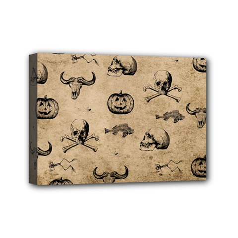 Vintage Halloween Pattern Mini Canvas 7  X 5  by Valentinaart