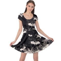 Vintage Halloween Bat pattern Cap Sleeve Dress