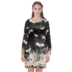 Vintage Halloween Bat pattern Long Sleeve Chiffon Shift Dress 