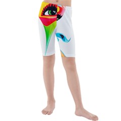 Colourful Art Face Kids  Mid Length Swim Shorts by MaryIllustrations