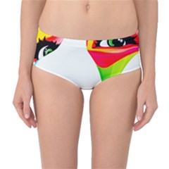 Colourful Art Face Mid-waist Bikini Bottoms by MaryIllustrations