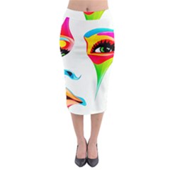 Colourful Art Face Midi Pencil Skirt by MaryIllustrations