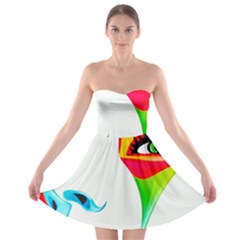 Colourful Art Face Strapless Bra Top Dress by MaryIllustrations