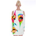 colourful art face Velvet Long Sleeve Shoulder Cutout Dress View2