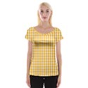 Pale Pumpkin Orange and White Halloween Gingham Check Cap Sleeve Tops View1