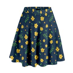 Yellow & Blue Bloom High Waist Skirt