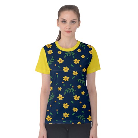 Yellow & Blue Bloom Women s Cotton Tee by justbeeinspired2