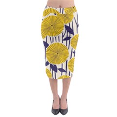 Yellow Danelion2 Midi Pencil Skirt