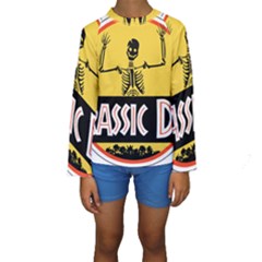 Jurassic Dad Dinosaur Skeleton Funny Birthday Gift Kids  Long Sleeve Swimwear by PodArtist