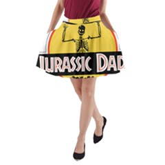 Jurassic Dad Dinosaur Skeleton Funny Birthday Gift A-line Pocket Skirt by PodArtist