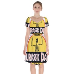 Jurassic Dad Dinosaur Skeleton Funny Birthday Gift Short Sleeve Bardot Dress