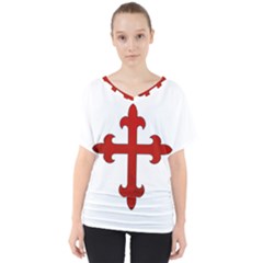 Crusader Cross V-neck Dolman Drape Top by Valentinaart