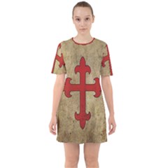 Crusader Cross Sixties Short Sleeve Mini Dress by Valentinaart