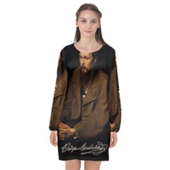 Fyodor Dostoyevsky Long Sleeve Chiffon Shift Dress  by Valentinaart