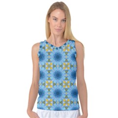 blue nice Daisy flower ang yellow squares Women s Basketball Tank Top