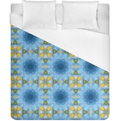 blue nice Daisy flower ang yellow squares Duvet Cover (California King Size)