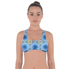 blue nice Daisy flower ang yellow squares Got No Strings Sports Bra