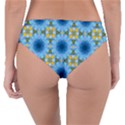 blue nice Daisy flower ang yellow squares Reversible Classic Bikini Bottoms View2