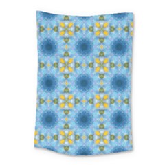 blue nice Daisy flower ang yellow squares Small Tapestry