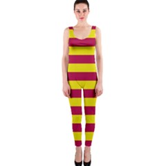 Red & Yellow Stripesi Onepiece Catsuit by norastpatrick