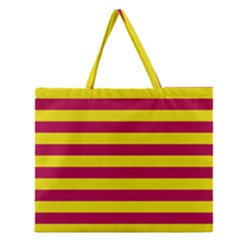 Red & Yellow Stripesi Zipper Large Tote Bag by norastpatrick