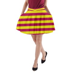 Red & Yellow Stripesi A-line Pocket Skirt by norastpatrick