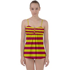 Red & Yellow Stripesi Babydoll Tankini Set by norastpatrick