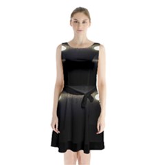  Black Lite!  Sleeveless Waist Tie Chiffon Dress by norastpatrick