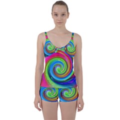 Rainbow Twist Tie Front Two Piece Tankini by norastpatrick