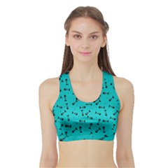 Fish Bones Pattern Sports Bra With Border by ValentinaDesign