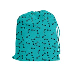 Fish Bones Pattern Drawstring Pouches (extra Large)