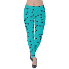 Fish Bones Pattern Velvet Leggings