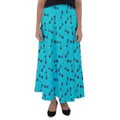 Fish Bones Pattern Flared Maxi Skirt