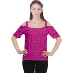 Fish bones pattern Cutout Shoulder Tee