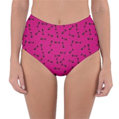 Fish bones pattern Reversible High-Waist Bikini Bottoms