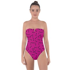 Fish bones pattern Tie Back One Piece Swimsuit