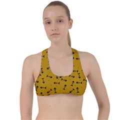 Fish Bones Pattern Criss Cross Racerback Sports Bra by ValentinaDesign