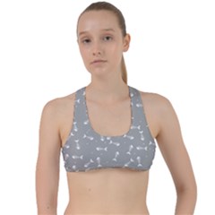 Fish Bones Pattern Criss Cross Racerback Sports Bra by ValentinaDesign