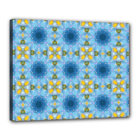 blue nice Daisy flower ang yellow squares Canvas 20  x 16 